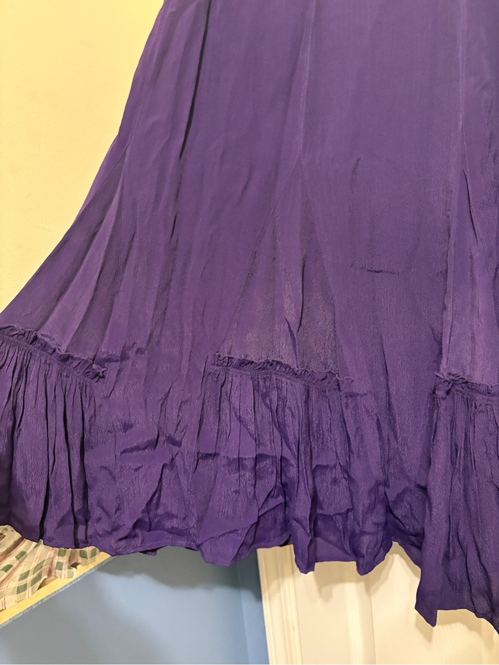 Coldwater Creek Deep Purple Flowy Maxi Skirt Ruffle Godet Gypsy NWT - Picture 7 of 11